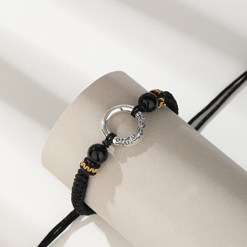 Bransoletka Buddha Stones 925 Sterling Silver Peace Buckle Uspicious Clouds Fortune Braided