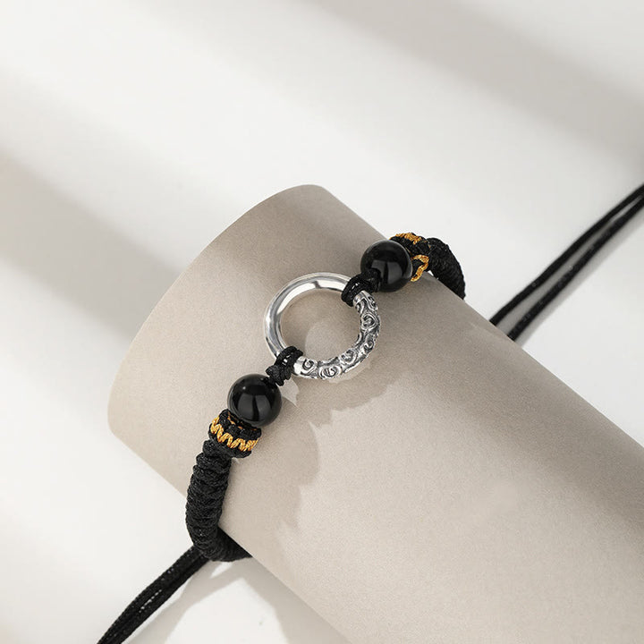 Bransoletka Buddha Stones 925 Sterling Silver Peace Buckle Uspicious Clouds Fortune Braided