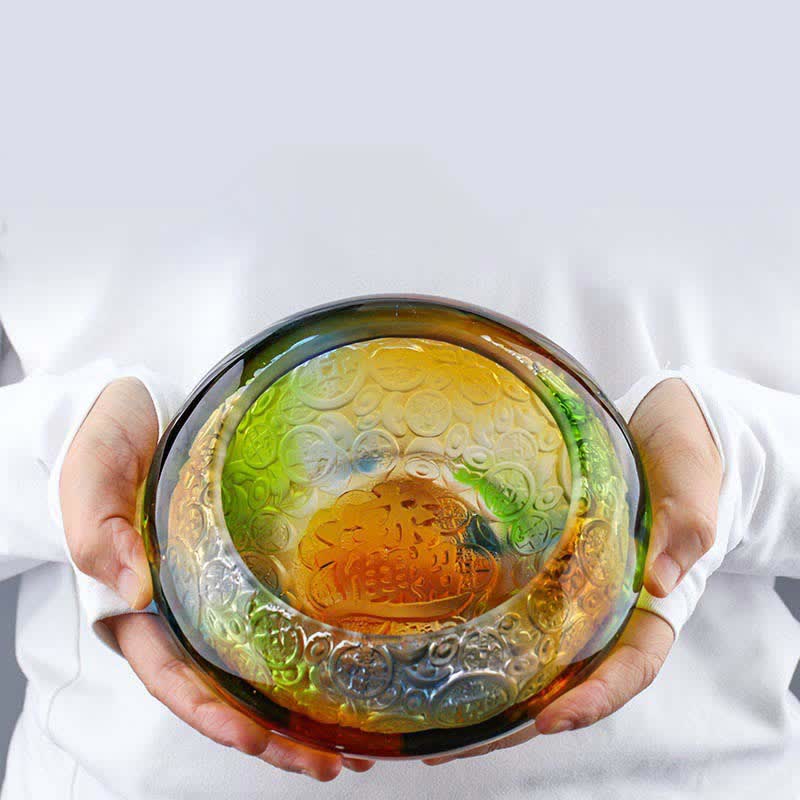 Ręcznie robione miski kryształowe Liuli Treasure Bowl Ingots Art Dekoracja domu