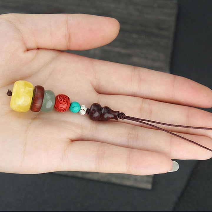 Zielony sandałowiec hebanowy tykwa siedmiowarstwowa pagoda pozytywna dekoracja telefonu wiszącego