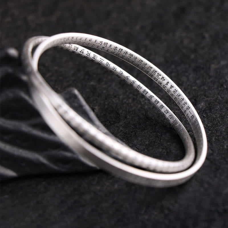 Bransoletka ochronna z Buddha Stones 999 ze srebra próby 925 Heart Sutra rzeźbiona - image 5