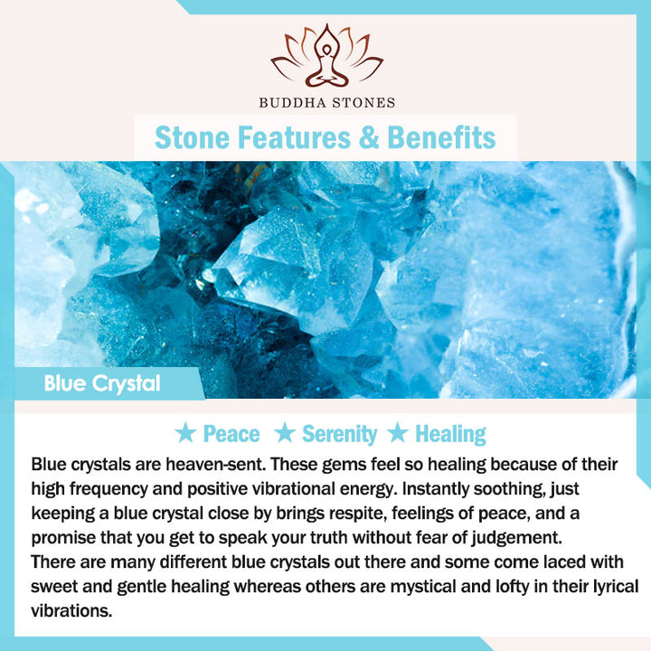 Buddha Stones Naturalny Niebieski Kryształ Ametyst Chalcedon Kwiat Bransoletka Lecznicza