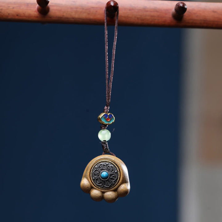 Buddha Stones Sandałowe Małe Liście Czerwone Drzewo Sandałowe Zielone Drzewo Sandałowe Szczęśliwy Kot Łapa Pazur Om Mani Padme Hum Ochrona Telefon Wiszący Dekoracja - Zielone drzewo sandałowe (Cure♥Positive) - image 6