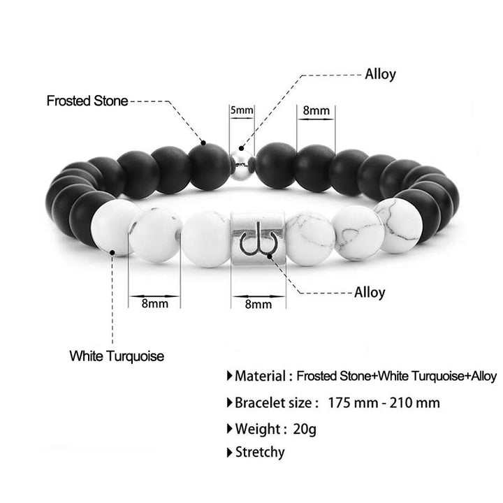 Buddha Stones 12 konstelacji zodiaku Naturalny matowy kamień Biały turkusowy koralik Bransoletka Fortune