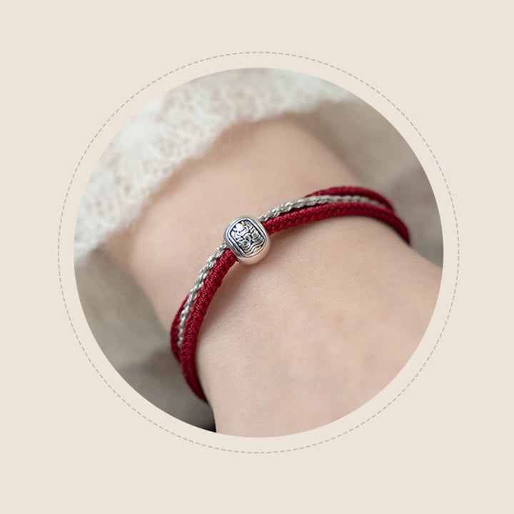 Buddha Stones 925 Srebro Sterling Tybetański Zakiram Bogini Bogactwa Szczęścia Bransoletka Sznurkowa