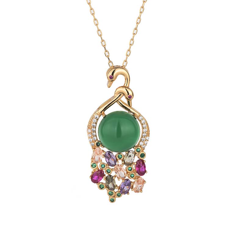 Naszyjnik z Buddha Stones Cyan Jade Success Chain Pendant