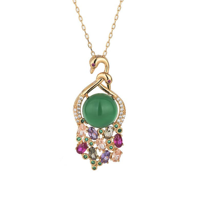 Naszyjnik z Buddha Stones Cyan Jade Success Chain Pendant