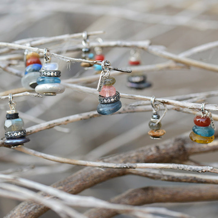 Buddha Stones Zen Cairn Labradorite Różne Kryształy Spokojny Wisiorek Naszyjnik - image 1