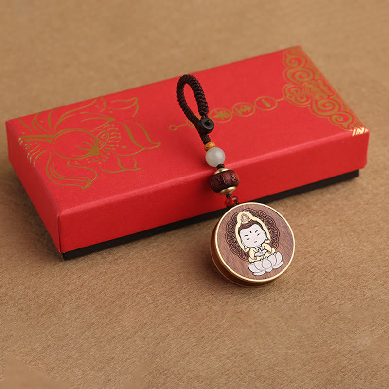 Buddha Stones Drewno hebanowe Palisander Budda Awalokiteśwara Om Mani Padme Hum Równowaga Car Key Chain Dekoracja