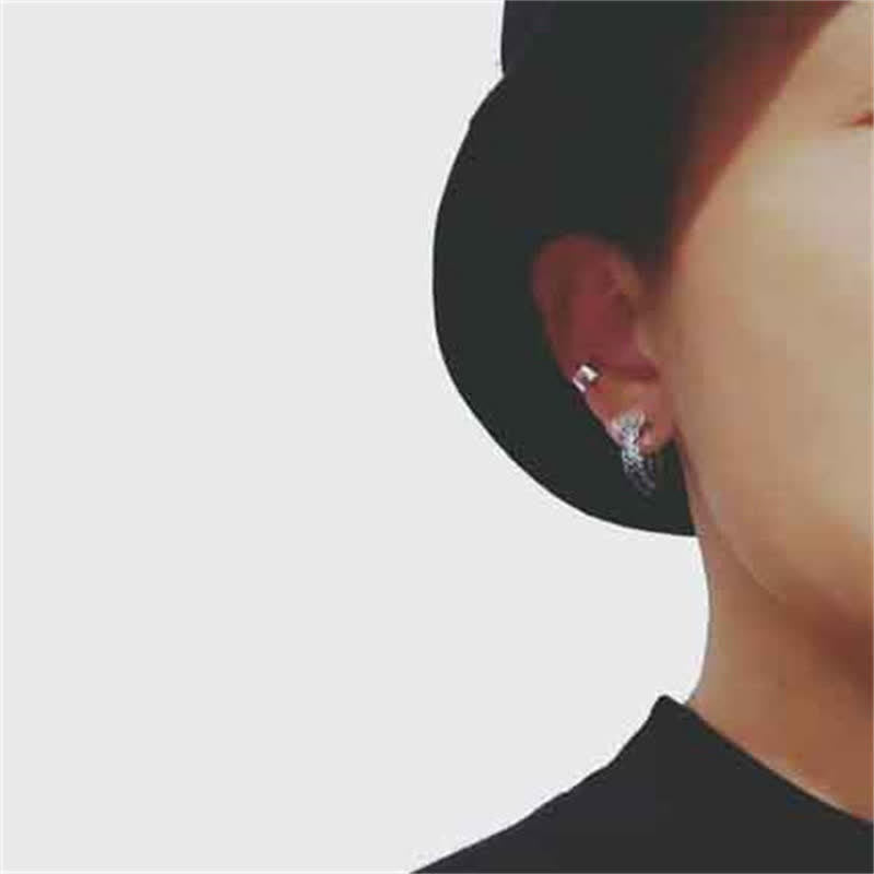 Kolczyki ochronne ze srebra próby 925 w kształcie kółek ze smokiem