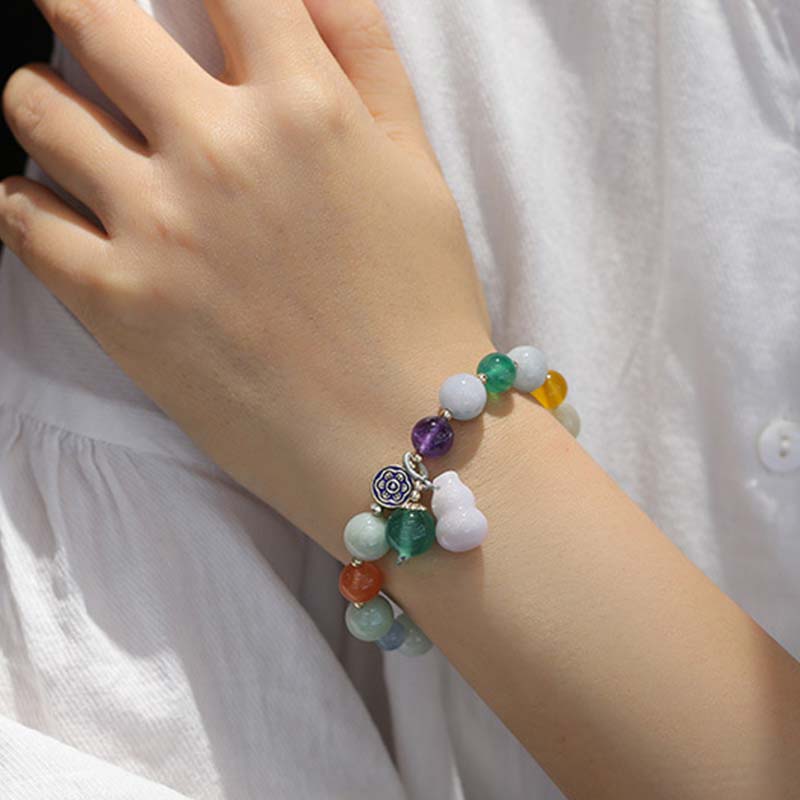 Bransoletka na szczęście Bransoletka z tykwy i jadeitu