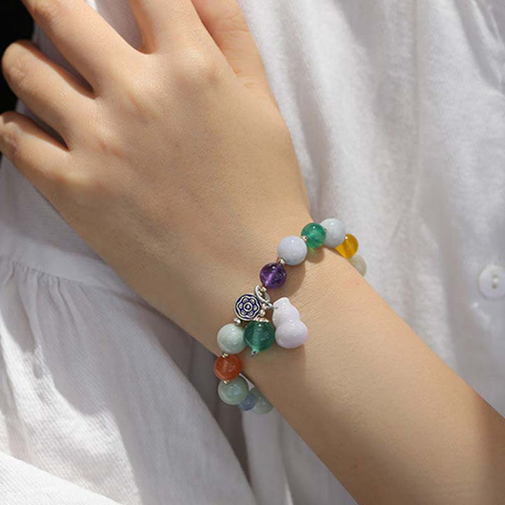 Bransoletka na szczęście Bransoletka z tykwy i jadeitu