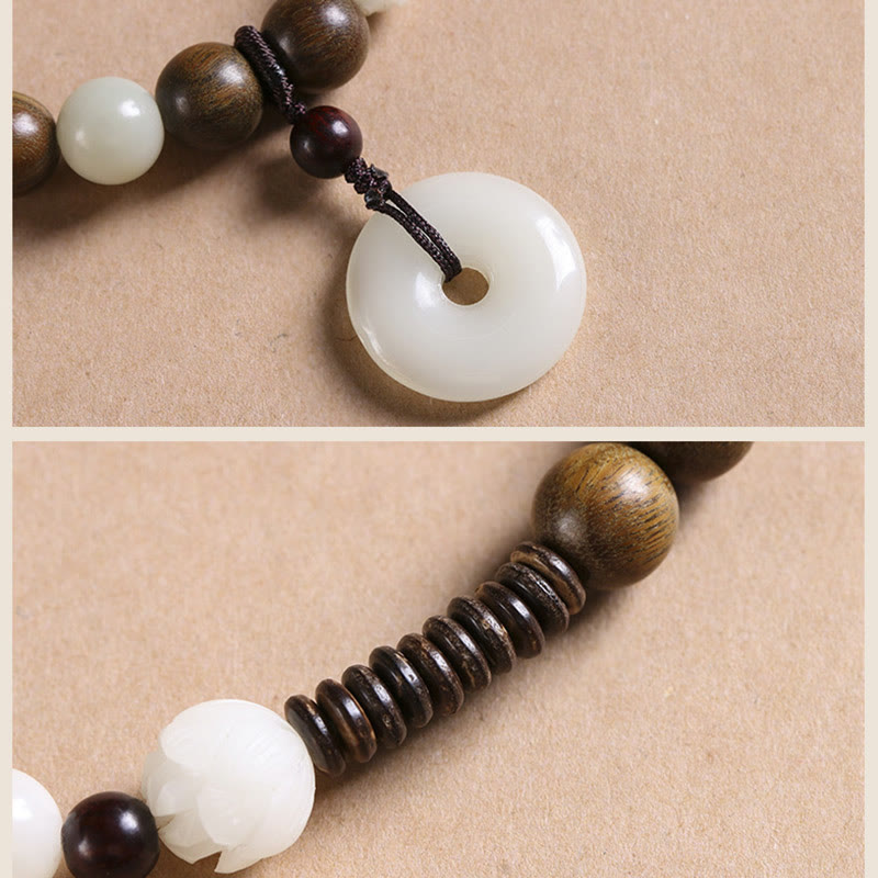 Bransoletka Buddha Stones Bodhi Seed Green Sandalwood Lotus Peace Buckle Harmony Double Wrap