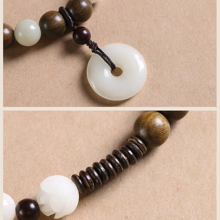 Bransoletka Buddha Stones Bodhi Seed Green Sandalwood Lotus Peace Buckle Harmony Double Wrap