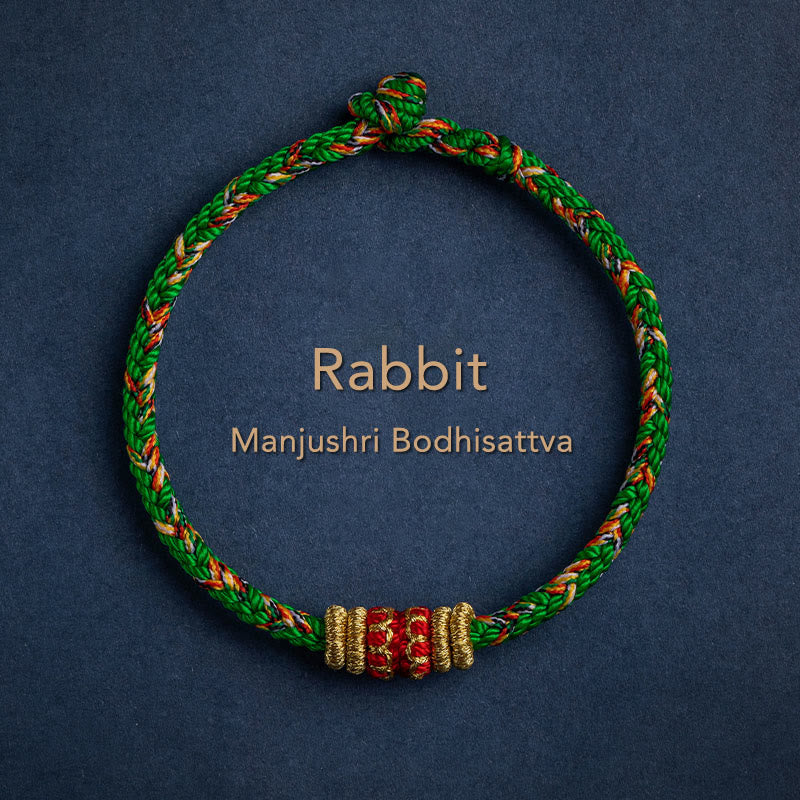 Buddha Stones Tybet Ręcznie Robione Chińskie Zodiak Natal Budda Szczęście Siła Bransoletka z Plecionego Sznurka