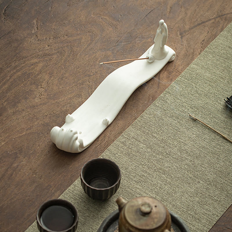 Budda Mnich Ceramiczny Morska Fala Góra Błogosławieństwo Kadzielnica Dekoracja