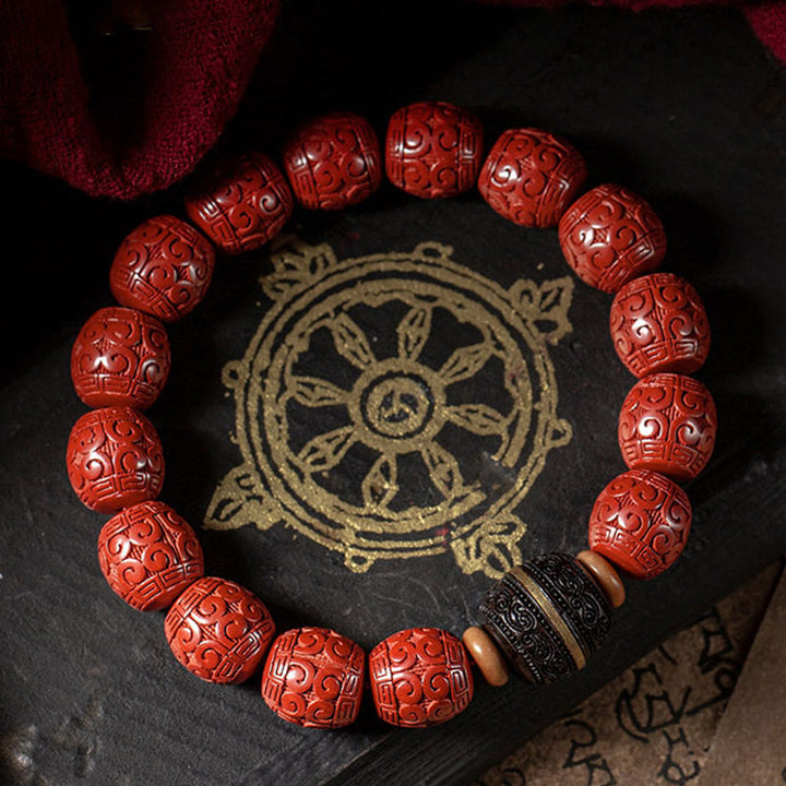 Bransoletka Buddha Stones Natural Cinnabar Ebony Calm Blessing