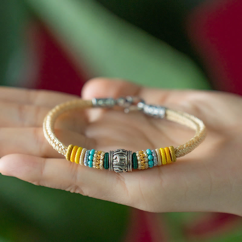 Buddha Stones Ręcznie robione 925 Srebro Sterling Tybetańskie Om Mani Padme Hum Czystość Bransoletka pleciona - image 5