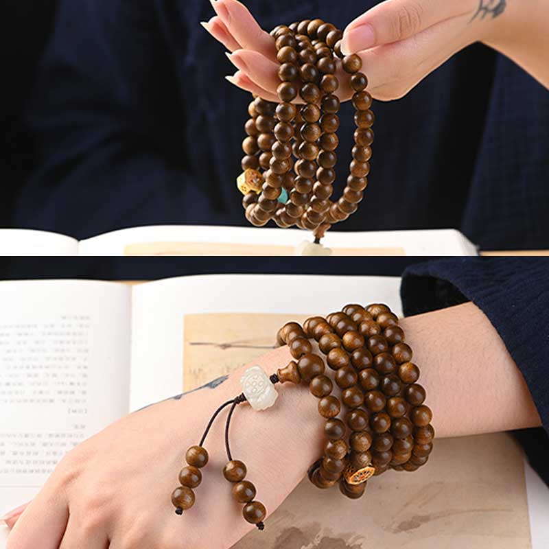 Bransoletka ochronna z palisandru tybetańskiego z Buddha Stones Mala