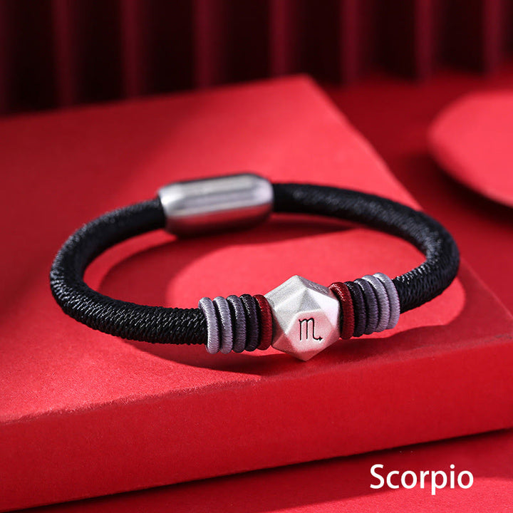 Buddha Stones 999 Srebro Sterling 12 Konstelacji Zodiaku Błogosławieństwo Bransoletka Ręcznie Robiona