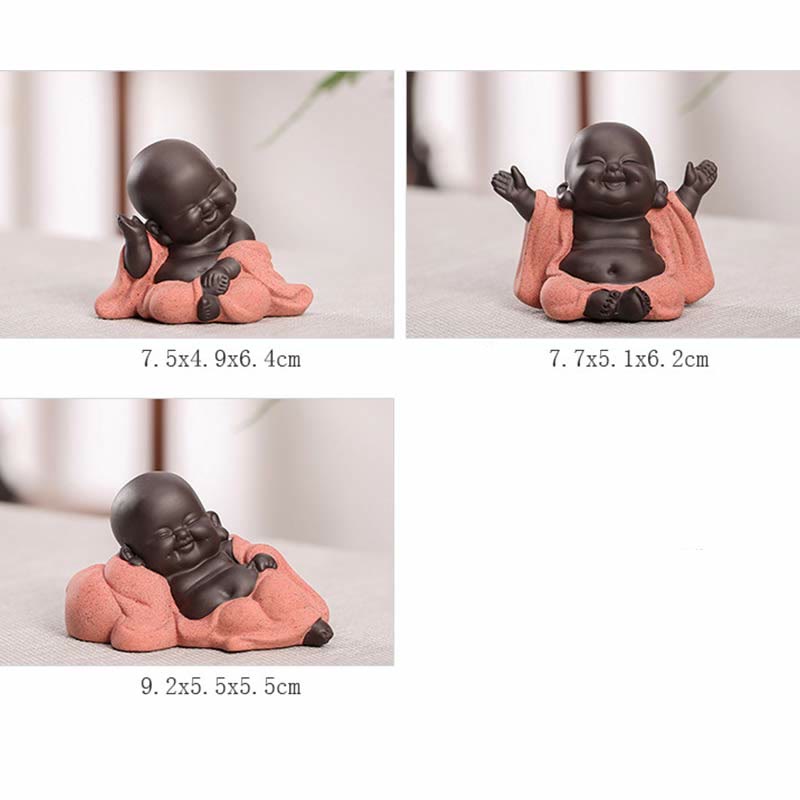 Buddha Stones Zawsze Uśmiechnięty Śmiejący się Budda Bogactwo Szczęście Fioletowa Glina Dekoracja Statuy Maitreya