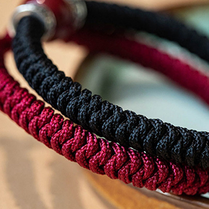 Buddha Stones 925 Srebro Sterling Naturalny Koralik Cynobru Spokojna Ręcznie Robiona Bransoletka Z Plecionego Sznurka