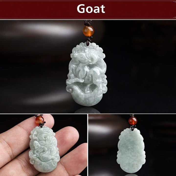 Naszyjnik z Buddha Stones Naturalny Jadeit 12 Chiński znak zodiaku Sukces - Koza - image 33