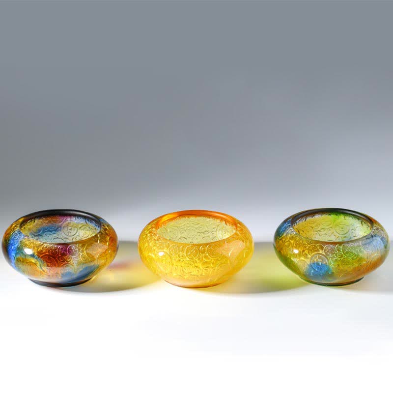 Ręcznie robione miski kryształowe Liuli Treasure Bowl Ingots Art Dekoracja domu