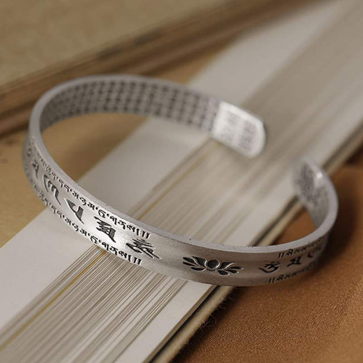 Buddha Stones 999 Srebro Sterlingowe Om Mani Padme Hum Bransoletka Mądrości Lotosu