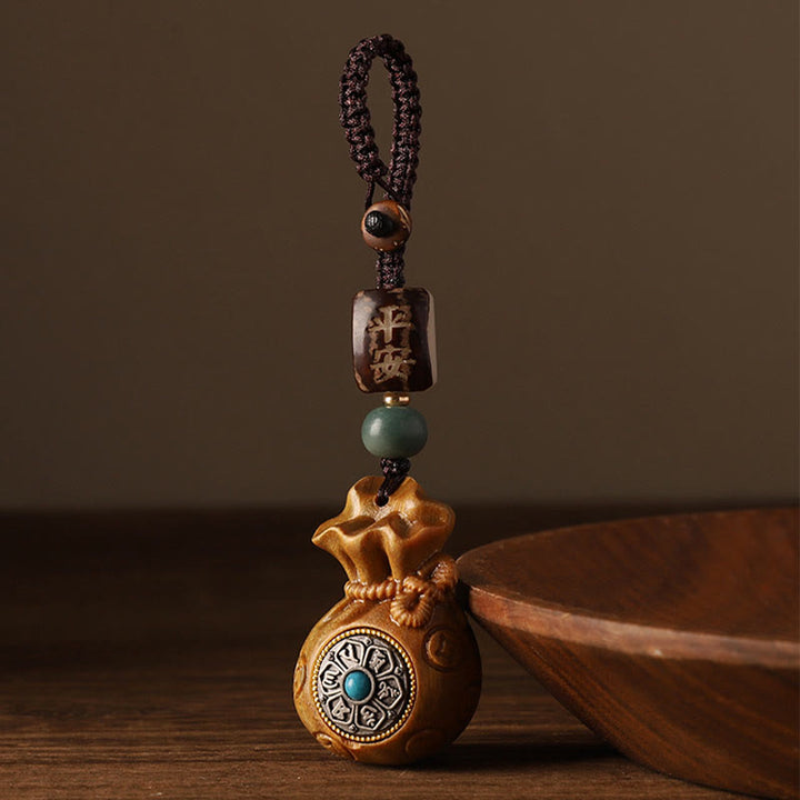 Buddha Stones Mały liść Czerwony sandałowiec Zielony sandałowiec Worek pieniędzy Om Mani Padme Hum Obrotowa ochrona wisząca dekoracja