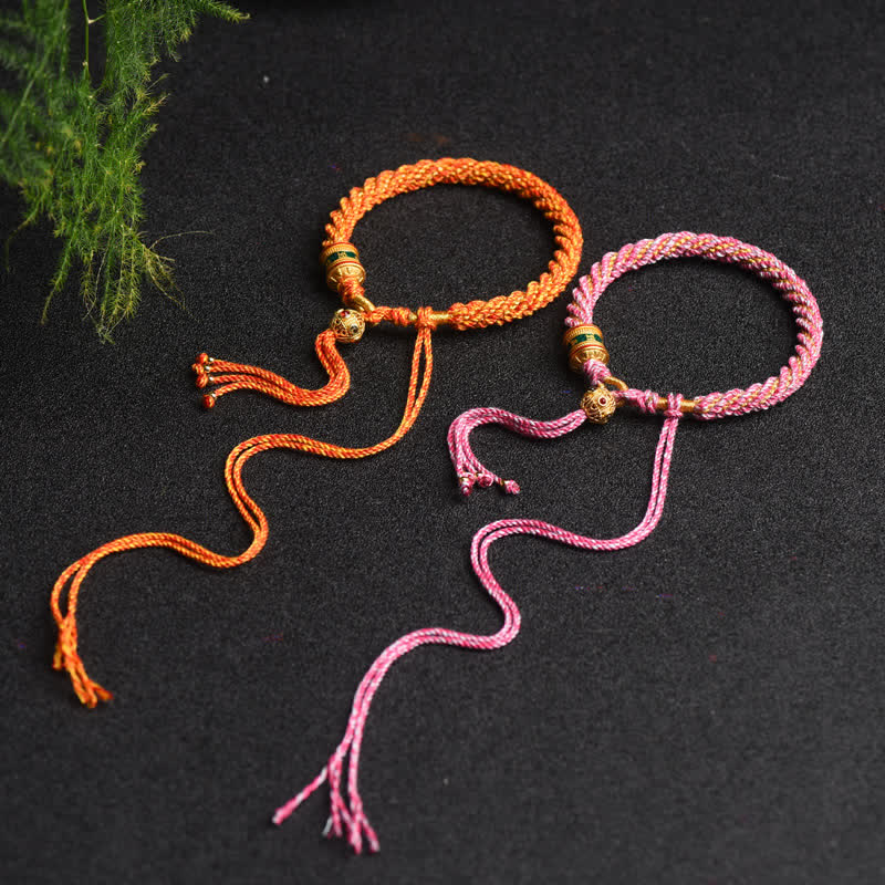 Buddha Stones Tybetańskie Ręcznie Robione Koło Modlitwy Szczęścia Urok Koralików Bransoletka Tkana Kolorowa Sznurkowa