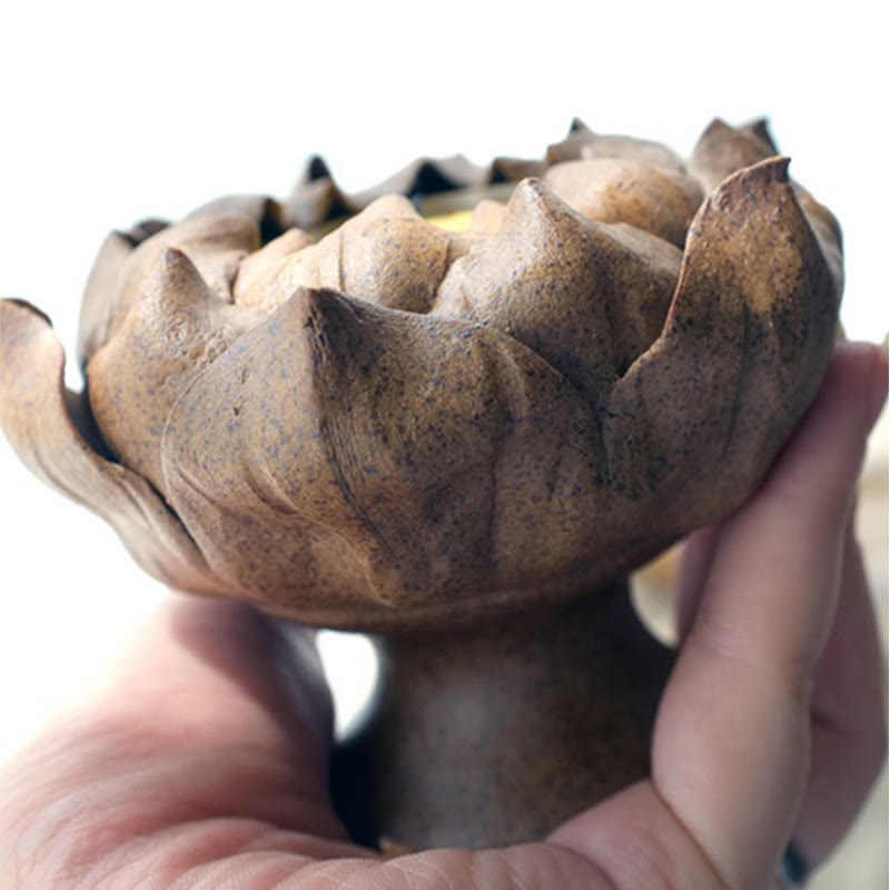 Buddha Stones Kwiat Lotosu Ceramiczny Świecznik Kadzielnica Domowa Ofiara Dekoracja