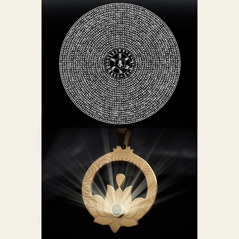 Buddha Stones Lotos Tytanowa Stal Oświecenie Projekcja Shurangama Mantra Naszyjnik Wisiorek