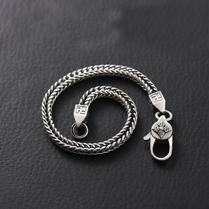 Buddha Stones Tybetańskie Podwójne Dorje Wadżra Swastyka Duchowa Bransoletka Łańcuchowa Mocy