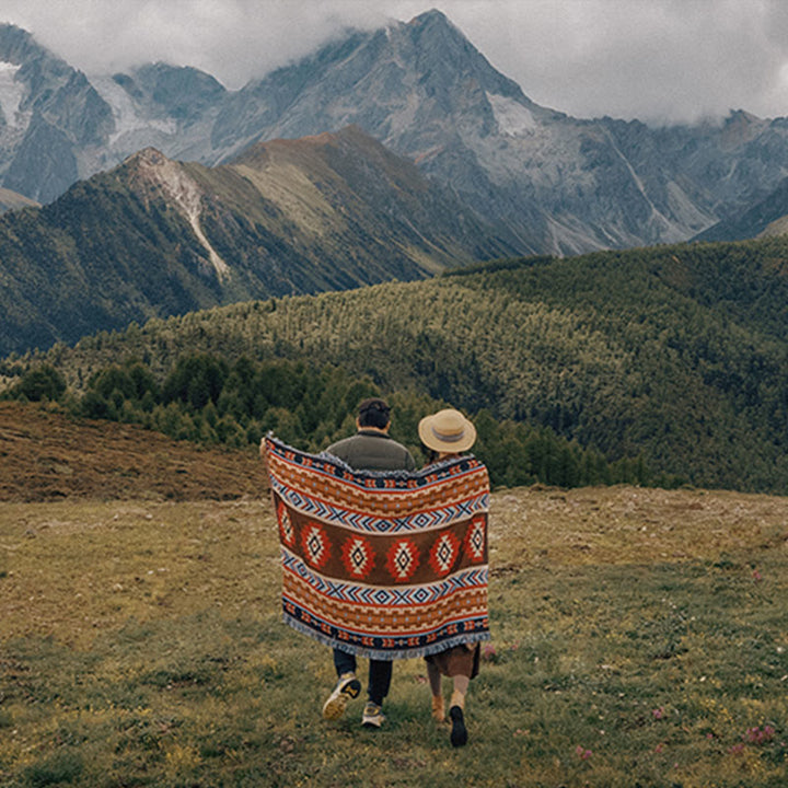 Geometryczny ciepły wygodny koc kempingowy do biura domowego