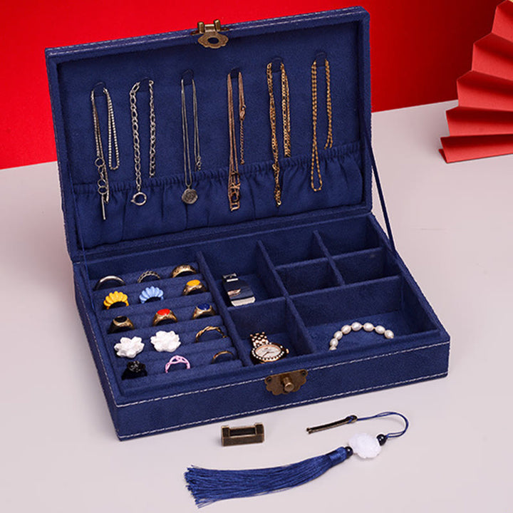 Buddha Stones Prosty Design Organizer na biżuterię Jednowarstwowy flanelowy organizer na biżuterię z zamkiem - image 23