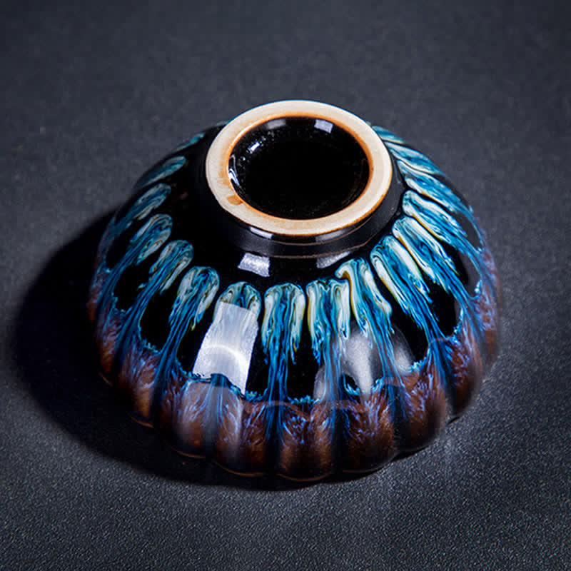 Buddha Stones Lotos Złota Rybka Pomyślny Smok Feniks Ceramiczny Filiżanka Do Herbaty Intarsjowane Filiżanki Do Herbaty 130ml