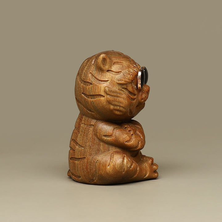 Buddha Stones Małe Zielone Drzewo Sandałowe Tygrys Grawerowane Pozytywne Dekoracje Biurka