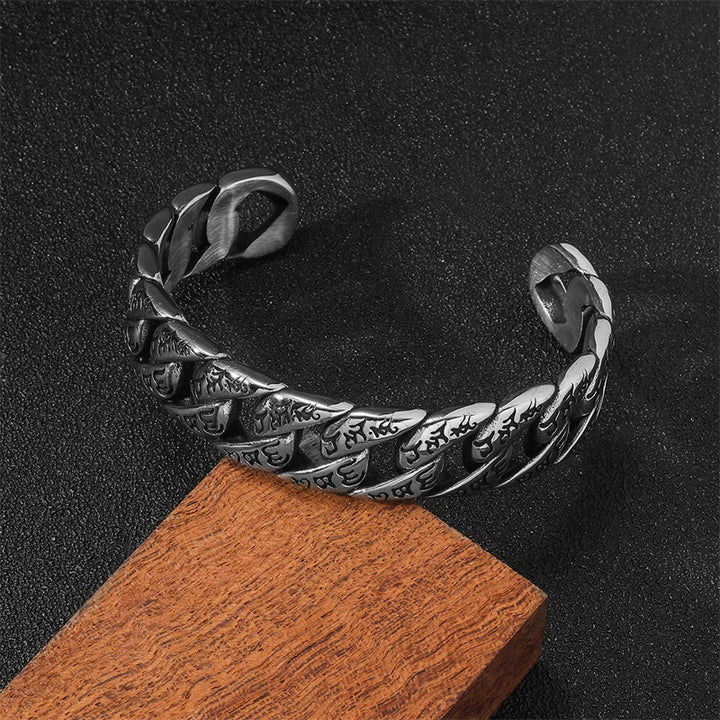 Buddha Stones Tybetańskie Om Mani Padme Hum Mantra Bransoletka ze stali tytanowej Peace Cuf