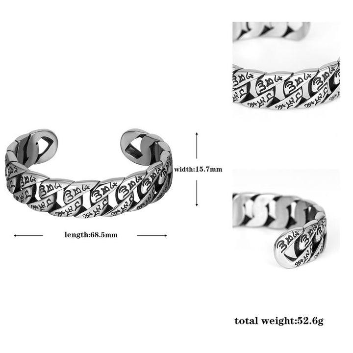 Buddha Stones Tybetańskie Om Mani Padme Hum Mantra Bransoletka ze stali tytanowej Peace Cuf