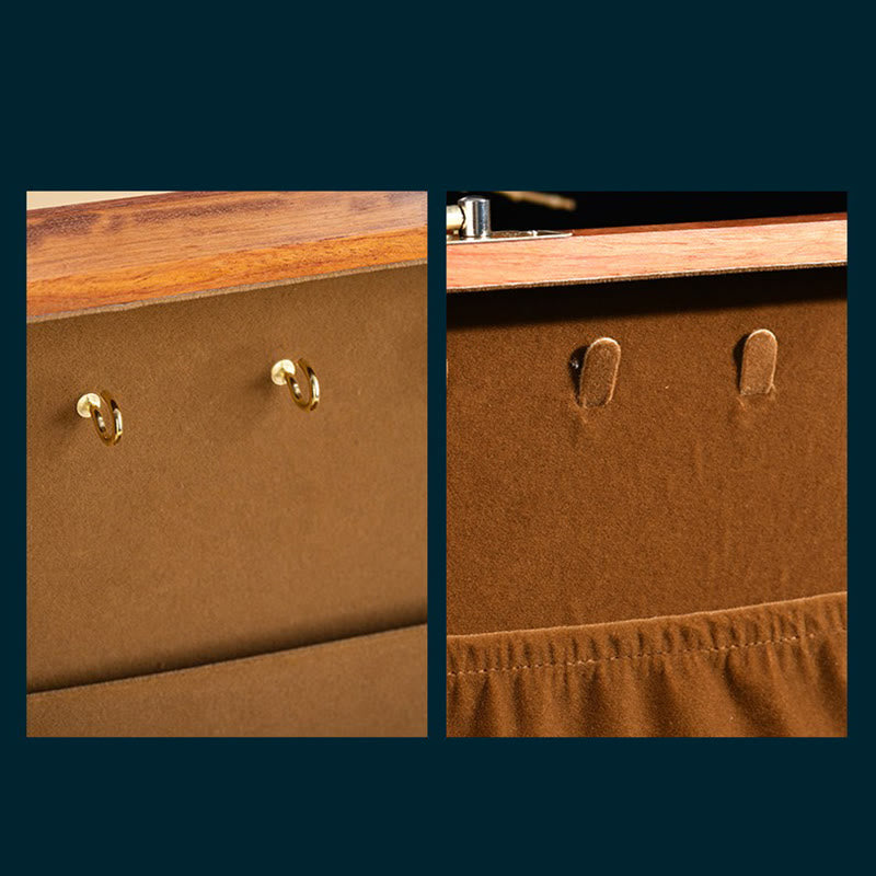 Antyczne ręcznie robione pudełko do przechowywania biżuterii z palisandru, zamykane, duże, dwuwarstwowe, drewniane pudełko na prezenty z kwiatami