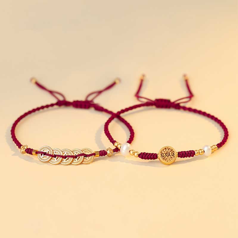 Buddha Stones Miedziana Moneta Fortuna Drzewo Szczęścia Siła Bransoletka Pleciona