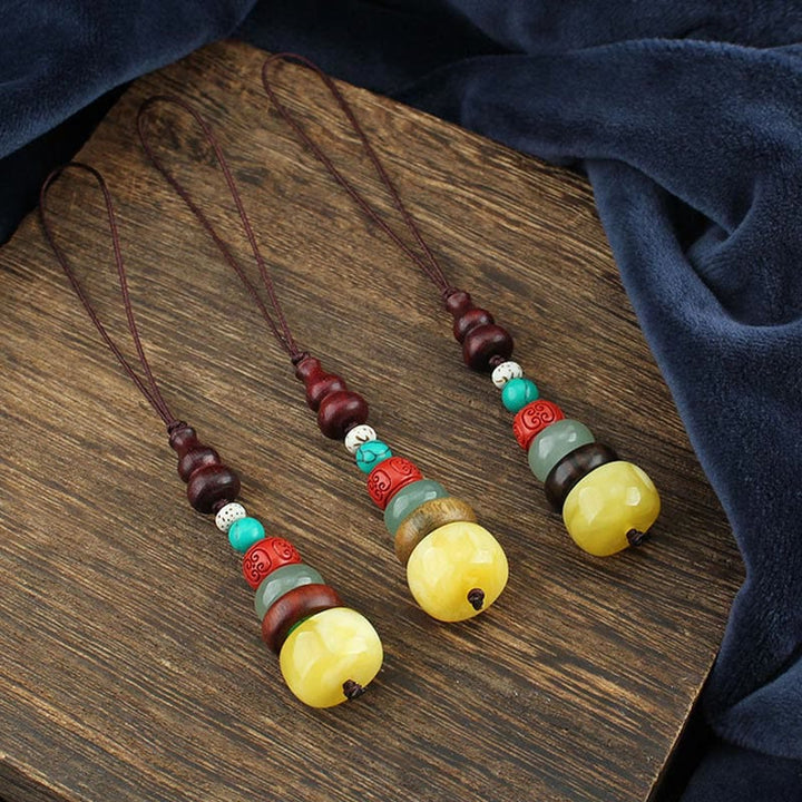 Zielony sandałowiec hebanowy tykwa siedmiowarstwowa pagoda pozytywna dekoracja telefonu wiszącego