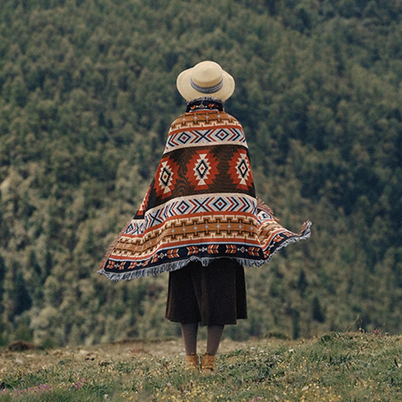 Geometryczny ciepły wygodny koc kempingowy do biura domowego