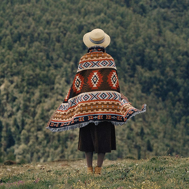 Geometryczny ciepły wygodny koc kempingowy do biura domowego