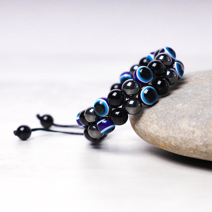 Buddha Stones Złe Oko Hematyt Tygrysie Oko Ochrona Bransoletka Koralikowa