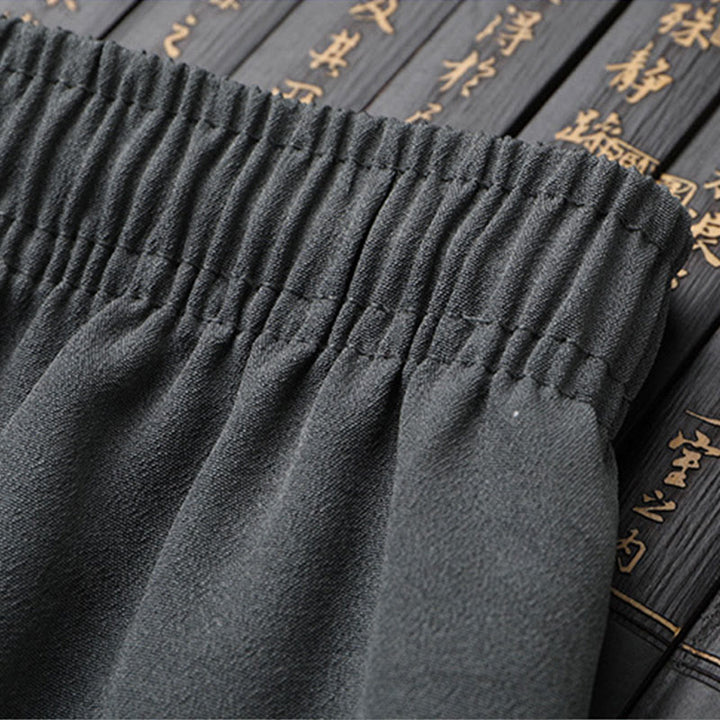 Buddha Stones Tang Suit Hanfu Chiński Smok Tradycyjny Kung Fu Jednolity Krótki Rękaw Topy i Spodnie Odzież Męska Zestaw - image 12