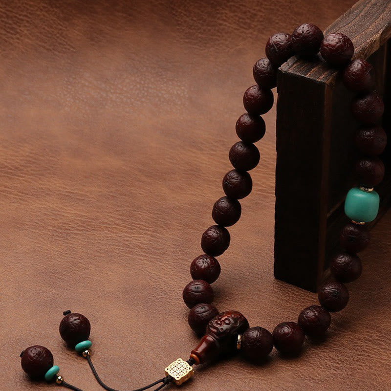 Buddha Stones Tybetańskie Nasiona Bodhi Agat Koralik Szczęście Bogactwo Tassel Charm Nadgarstek Mala