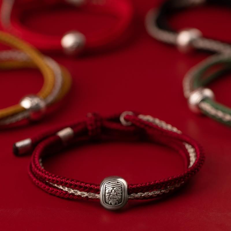 Buddha Stones 925 Srebro Sterling Tybetański Zakiram Bogini Bogactwa Szczęścia Bransoletka Sznurkowa