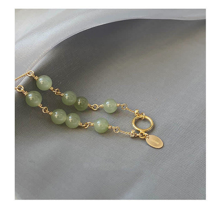 Buddha Stones Unikalny Naturalny Hetian Jade 14K Złoty wypełniony Szczęściem Bransoletka Koralikowa